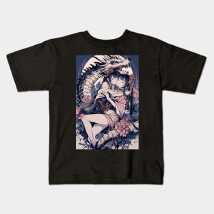 Geisha and Dragon 7811 Kids T-Shirt